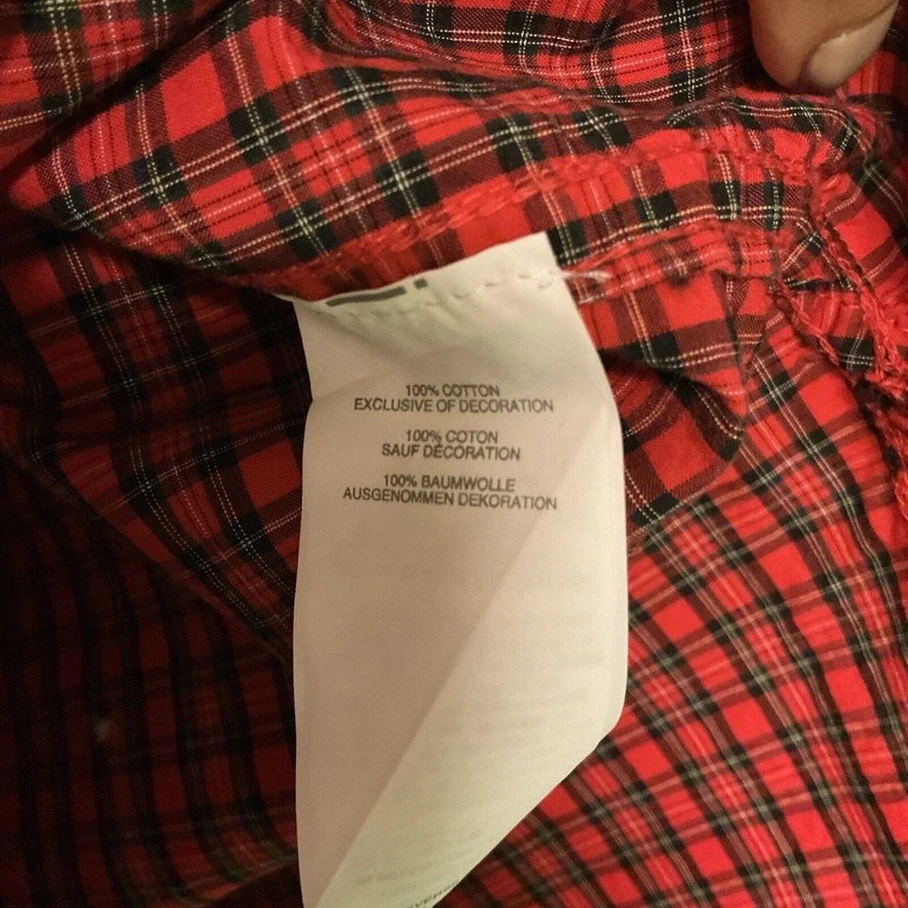 Women's J Crew Red Plaid Shirt Embroidered Sz‎ 8 Button Down Top Western Beaded
